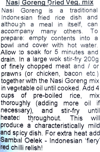 Instructions on how to use Fox's Spices Nasi Goreng.